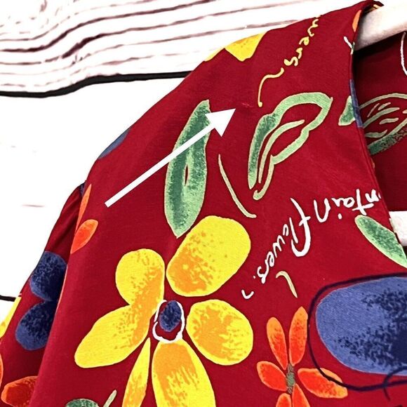 VTG Jacque &‎ Koko Romper Womens 14/16 Pockets Floral Red Multicolor *See Note - Picture 13 of 16